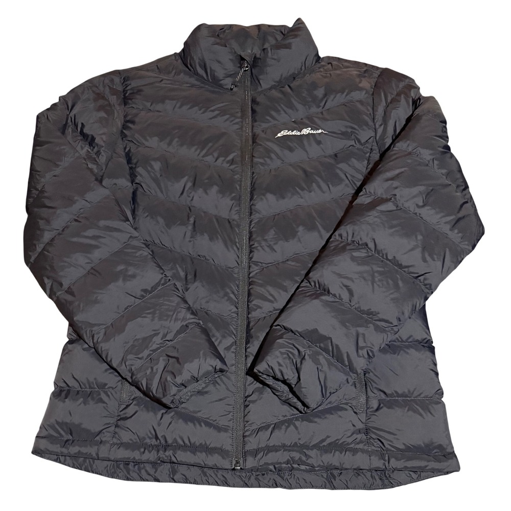 Eddie Bauer EB650 Packable Down Jacket Womens S Black Quilted Puffer Lightweight